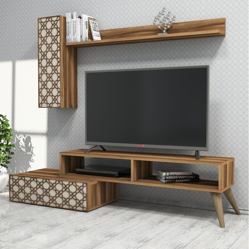 LIVING ROOM COMPOSITION FK11850.02 2PCS MELAMINE IN WALNUT-CREAM LIVING ROOM COMPOSITION FK11850.02 2PCS MELAMINE IN WALNUT-CREAM