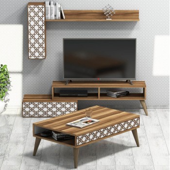 LIVING ROOM COMPOSITION FK11850.03 2PCS MELAMINE IN WALNUT-WHITE