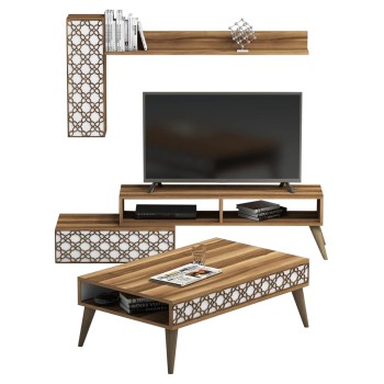 LIVING ROOM COMPOSITION FK11850.03 2PCS MELAMINE IN WALNUT-WHITE