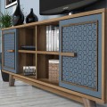 LIVING ROOM COMPOSITION FK11852.02 2PCS MELAMINE IN WALNUT-BLUE
