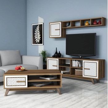 LIVING ROOM COMPOSITION FK11852.03 2PCS MELAMINE IN WALNUT-WHITE