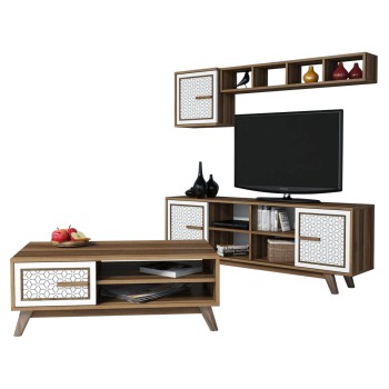 LIVING ROOM COMPOSITION FK11852.03 2PCS MELAMINE IN WALNUT-WHITE
