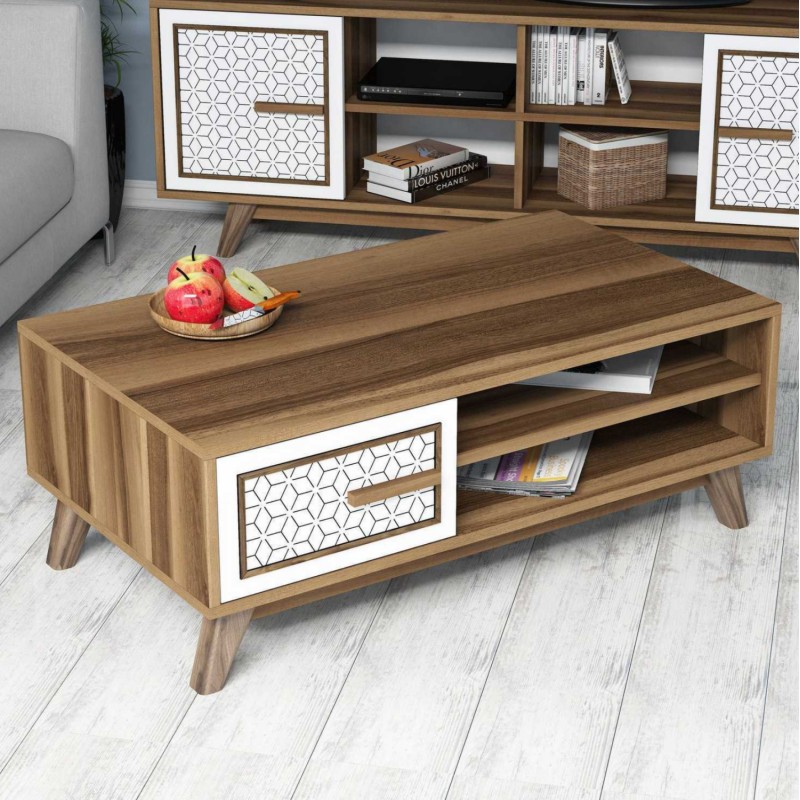 LIVING ROOM COMPOSITION FK11852.03 2PCS MELAMINE IN WALNUT-WHITE LIVING ROOM COMPOSITION FK11852.03 2PCS MELAMINE IN WALNUT-WHITE