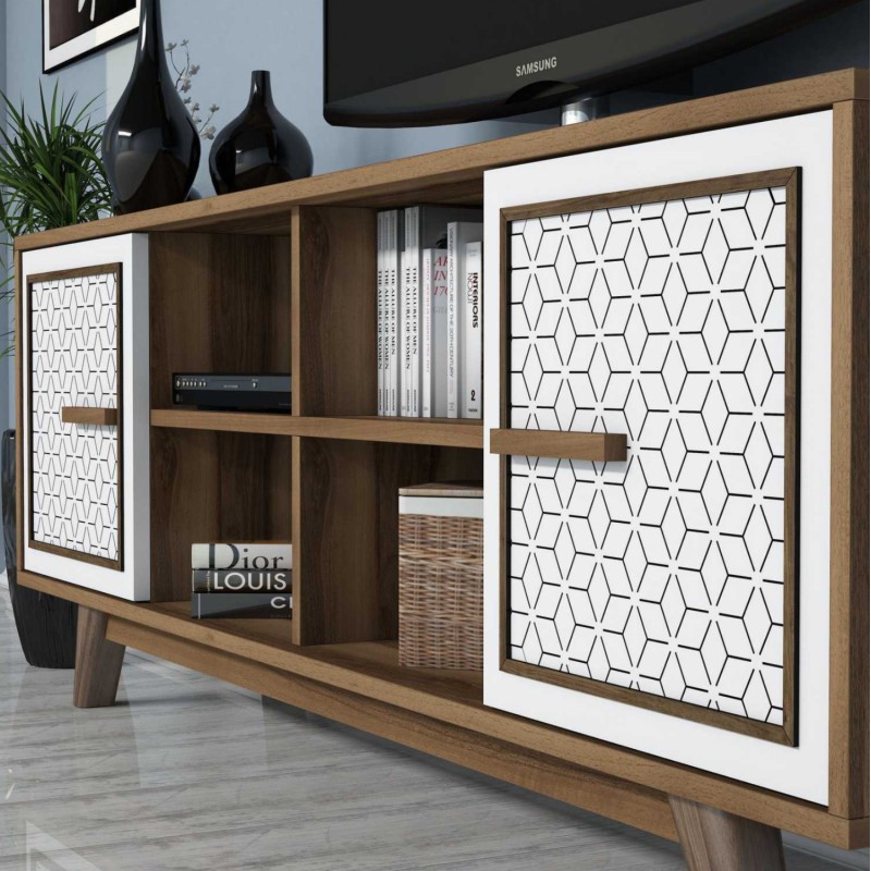 LIVING ROOM COMPOSITION FK11852.03 2PCS MELAMINE IN WALNUT-WHITE LIVING ROOM COMPOSITION FK11852.03 2PCS MELAMINE IN WALNUT-WHITE