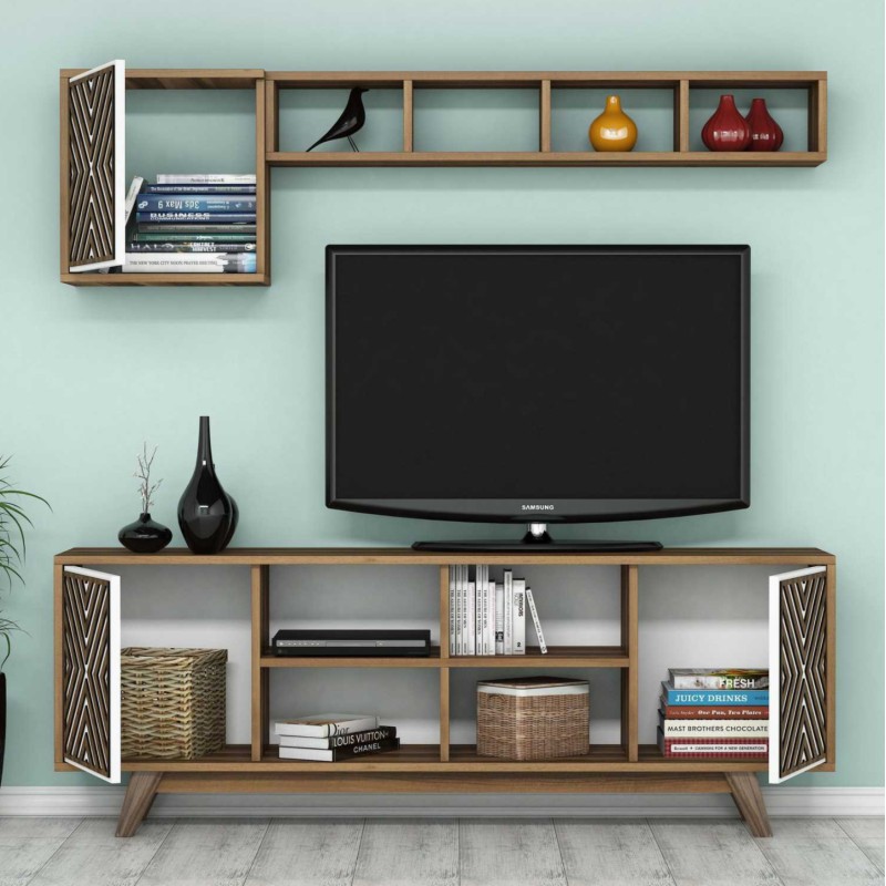 LIVING ROOM COMPOSITION FK11853.03 2PCS MELAMINE IN WALNUT-WHITE