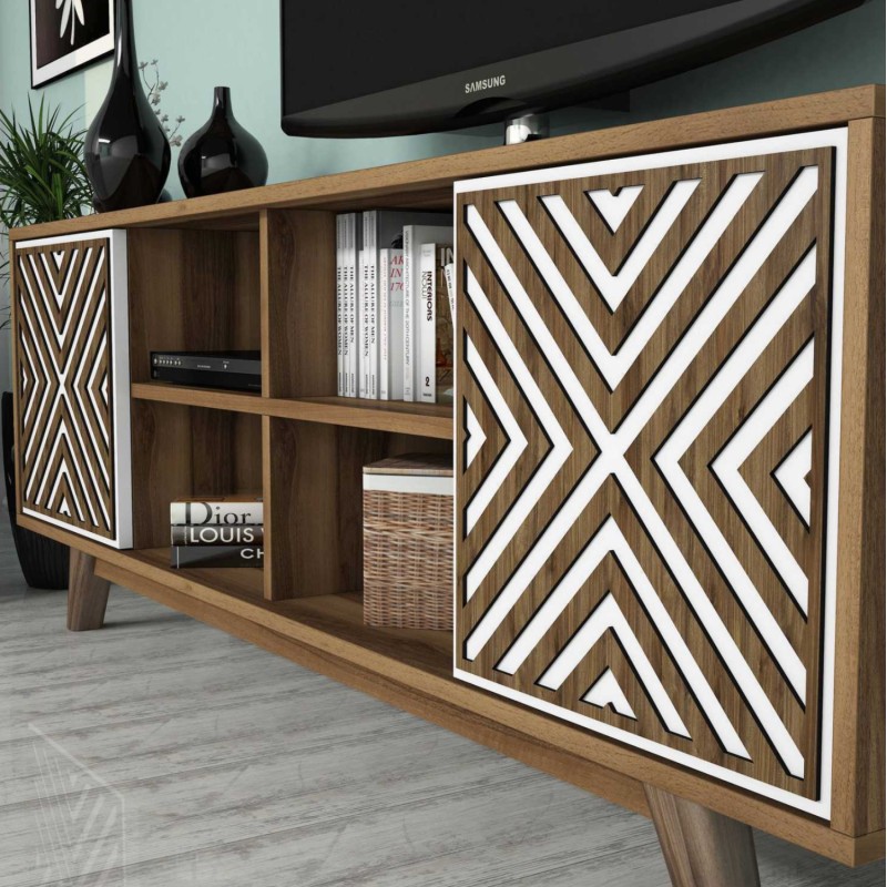 LIVING ROOM COMPOSITION FK11853.03 2PCS MELAMINE IN WALNUT-WHITE