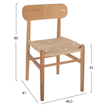 DINING CHAIR HELSINKI FK9492.01 BEECH WOOD AND ROPE IN NATURAL COLOR 46.5x41x80Ηcm.