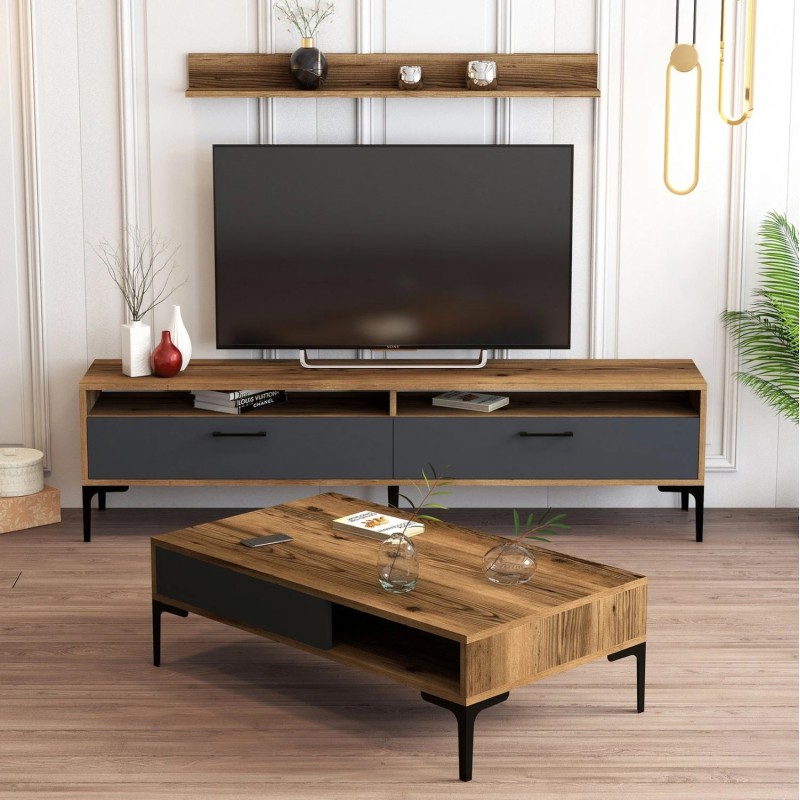 LIVING ROOM COMPOSITION FK11856.02 2PCS MELAMINE WALNUT-ANTHRACITE