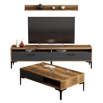 LIVING ROOM COMPOSITION FK11856.02 2PCS MELAMINE WALNUT-ANTHRACITE