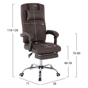 EXECUTIVE OFFICE CHAIR FK1057.19 BROWN WITH FOLDING FOOTREST 58x71x128Hcm. EXECUTIVE OFFICE CHAIR FK1057.19 BROWN WITH FOLDING FOOTREST 58x71x128Hcm.