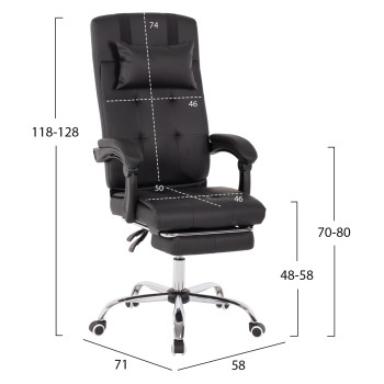 EXECUTIVE OFFICE CHAIR FK1057.11 BLACK WITH FOLDING FOOTREST 58x71x128Hcm. EXECUTIVE OFFICE CHAIR FK1057.11 BLACK WITH FOLDING FOOTREST 58x71x128Hcm.