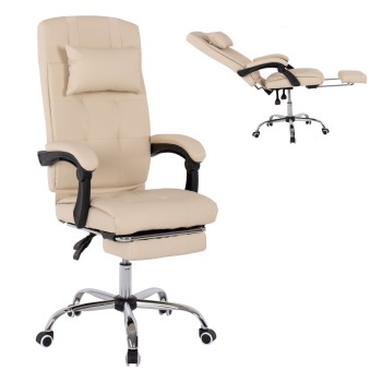 EXECUTIVE OFFICE CHAIR FK1057.12 BEIGE WITH FOLDING FOOTREST 58x71x128Hcm.