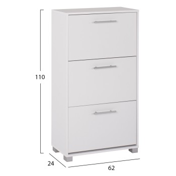 SHOE CABINET FK2221.05 3 LEVELS MELAMINE IN WHITE 62Χ24Χ110Hcm. SHOE CABINET FK2221.05 3 LEVELS MELAMINE IN WHITE 62Χ24Χ110Hcm.