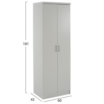 WARDROBE BAILEY FK337.05 2-LEAF 3 SHELVES MELAMINE IN WHITE 60Χ43Χ181H cm. WARDROBE BAILEY FK337.05 2-LEAF 3 SHELVES MELAMINE IN WHITE 60Χ43Χ181H cm.