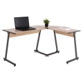 CORNER DESK FK9319 DARK GREY METAL FRAME AND MDF DESKTOP IN OAK COLOR 147X112X74Hcm. CORNER DESK FK9319 DARK GREY METAL FRAME AND MDF DESKTOP IN OAK COLOR 147X112X74Hcm.