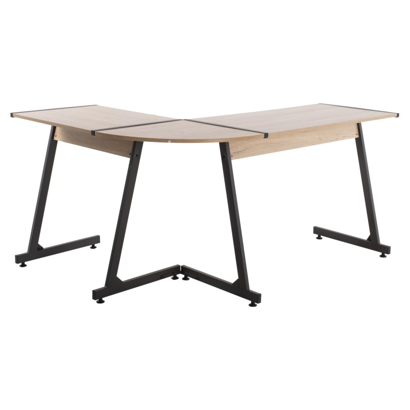 CORNER DESK FK9319 DARK GREY METAL FRAME AND MDF DESKTOP IN OAK COLOR 147X112X74Hcm. CORNER DESK FK9319 DARK GREY METAL FRAME AND MDF DESKTOP IN OAK COLOR 147X112X74Hcm.