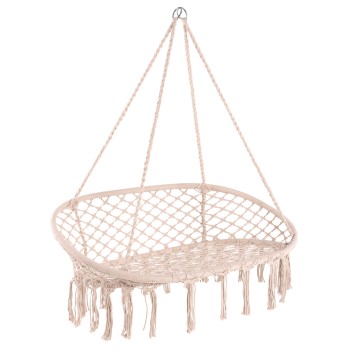 HANGING NEST FK5769 2-SEATER MACRAME ROPE IN BEIGE COLOR 130x67x120-140Hcm.