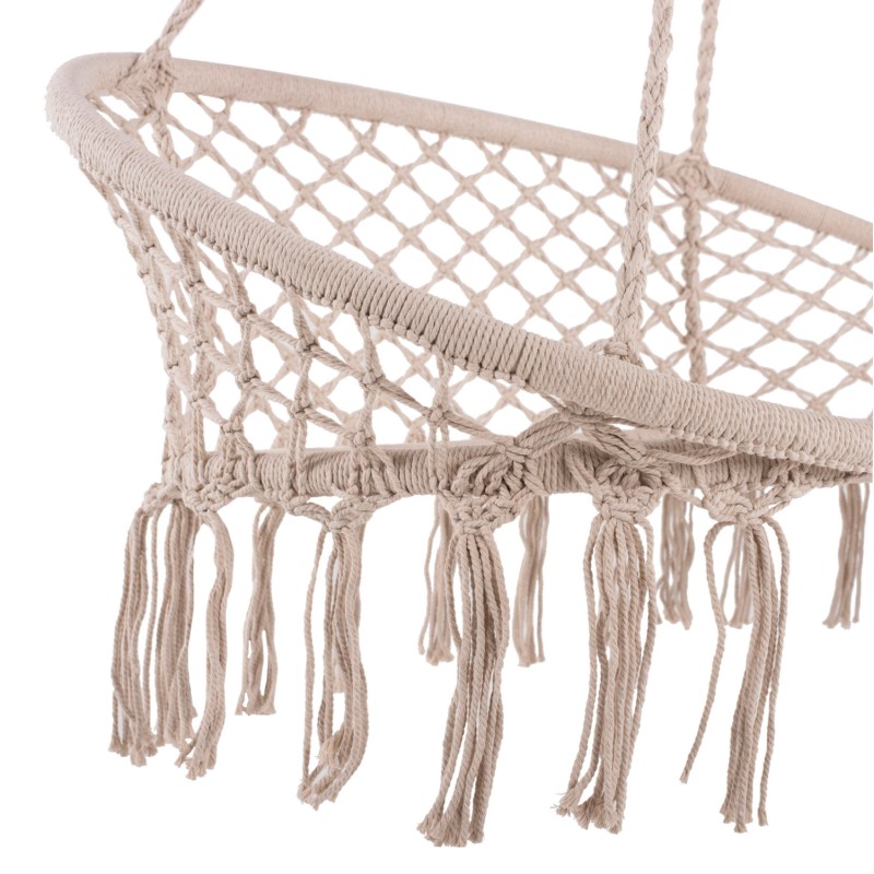 HANGING NEST FK5769 2-SEATER MACRAME ROPE IN BEIGE COLOR 130x67x120-140Hcm. HANGING NEST FK5769 2-SEATER MACRAME ROPE IN BEIGE COLOR 130x67x120-140Hcm.