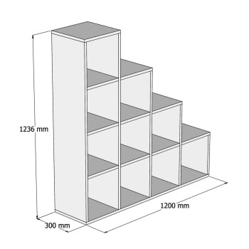 BOOKCASE SCALE FK9238.11 MELAMINE WHITE 120x30x123,6Hcm. BOOKCASE SCALE FK9238.11 MELAMINE WHITE 120x30x123,6Hcm.