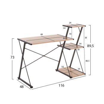 DESK NOREX FK9317 METALLIC BLACK WITH MDF DESKTOP IN OAK COLOR 116X48X89,5Hcm. DESK NOREX FK9317 METALLIC BLACK WITH MDF DESKTOP IN OAK COLOR 116X48X89,5Hcm.