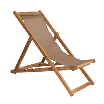FOLDING BEACH CHAIR LIMNOS FK11765.05 BEECH WOOD NATURAL COLOR NO ARMS TEXTLINE FABRIC MOCHA COLOR