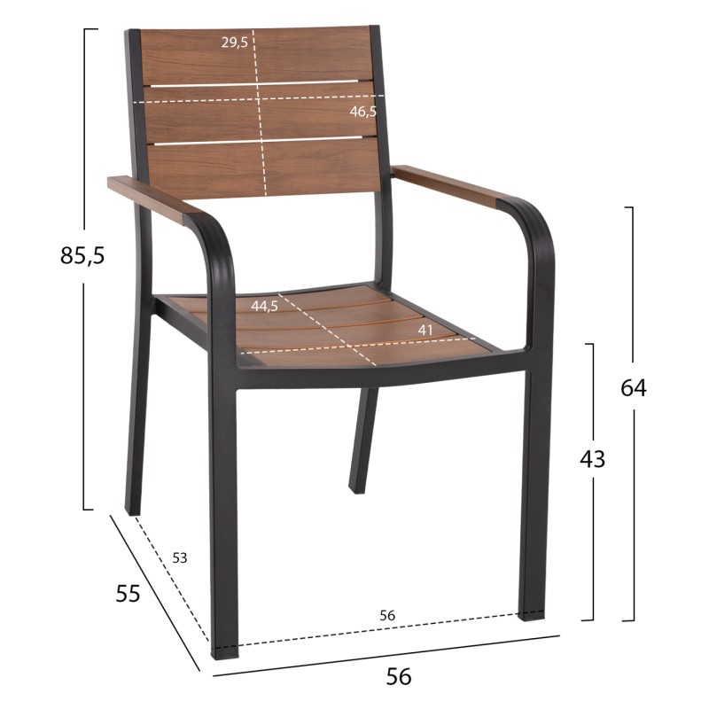 ARMCHAIR ALUMINUM SAGA FK5127.03 BLACK WITH POLYWOOD SEAT AND BACKREST 56x55x85,5Hcm. ARMCHAIR ALUMINUM SAGA FK5127.03 BLACK WITH POLYWOOD SEAT AND BACKREST 56x55x85,5Hcm.