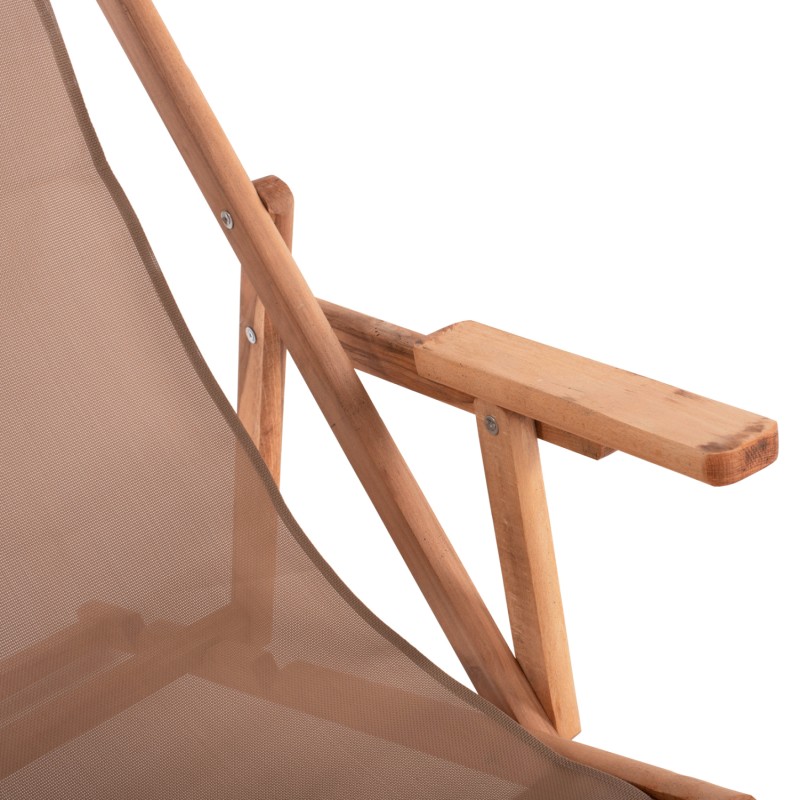 FOLDING BEACH CHAIR LIMNOS FK11433.04T BEECH WOOD NATURAL COLOR WITH ARMS TEXTLINE FABRIC MOCHA COLOR FOLDING BEACH CHAIR LIMNOS FK11433.04T BEECH WOOD NATURAL COLOR WITH ARMS TEXTLINE FABRIC MOCHA COLOR