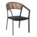 ARMCHAIR ALUMINUM MIRI FK5891.05 BLACK FRAME AND TEXTLINE- BEIGE RATTAN BACKREST 57,5x59x81,5Hcm. ARMCHAIR ALUMINUM MIRI FK5891.05 BLACK FRAME AND TEXTLINE- BEIGE RATTAN BACKREST 57,5x59x81,5Hcm.