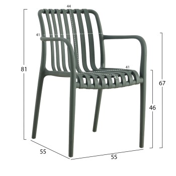 ARMCHAIR POLYPROPYLENE TIPPY FK5940.07 DARK OLIVE 55x55x81Hcm. ARMCHAIR POLYPROPYLENE TIPPY FK5940.07 DARK OLIVE 55x55x81Hcm.