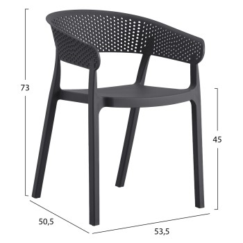 ARMCHAIR POLYPROPYLENE PERFOE FK5941.10 IN GREY 56x50x73Hcm. ARMCHAIR POLYPROPYLENE PERFOE FK5941.10 IN GREY 56x50x73Hcm.