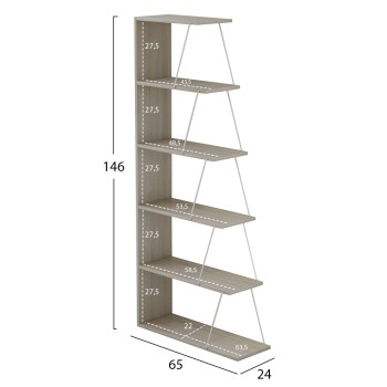 BOOKCASE MINI TARS FK2241.11 SONOMA MELAMINE-WHITE METAL RODS 65x22-24x146Hcm. BOOKCASE MINI TARS FK2241.11 SONOMA MELAMINE-WHITE METAL RODS 65x22-24x146Hcm.
