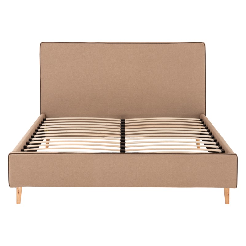 BED INDRA FB9662.02 BEIGE FABRIC BROWN RAIL FOR MATTRESS 160X200cm.