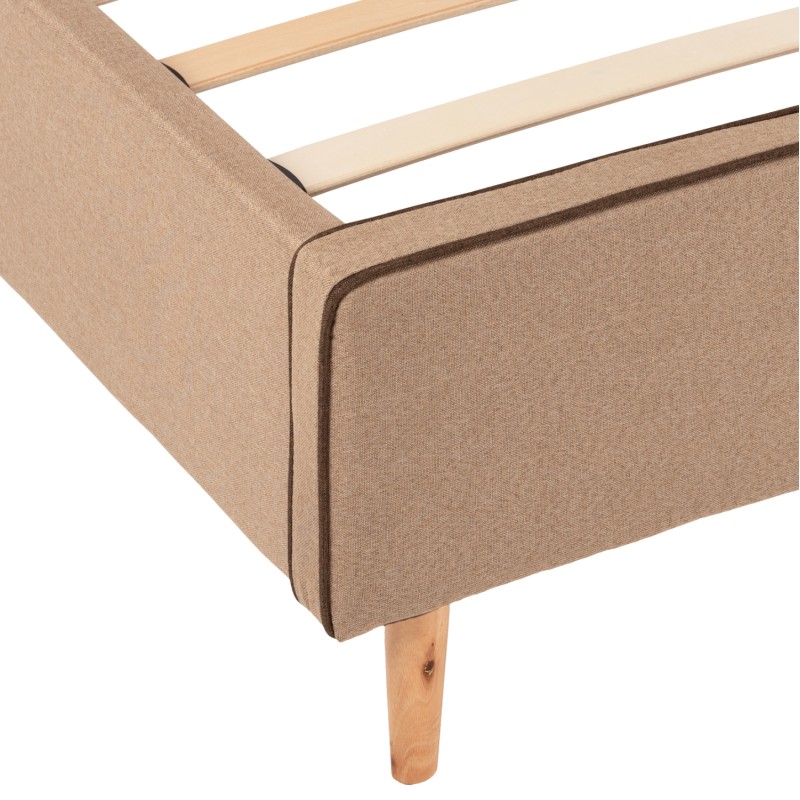 BED INDRA FB9662.02 BEIGE FABRIC BROWN RAIL FOR MATTRESS 160X200cm.