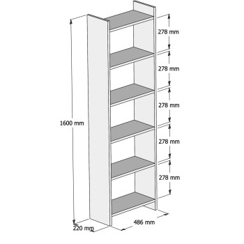 BOOKCASE CLASSIKER FK9226.12 MELAMINE IN SONOMA-WHITE 48,5x22x160Hcm. BOOKCASE CLASSIKER FK9226.12 MELAMINE IN SONOMA-WHITE 48,5x22x160Hcm.