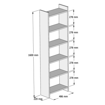 BOOKCASE CLASSIKER FK9226.11 MELAMINE WHITE 48,5x22x160Hcm. BOOKCASE CLASSIKER FK9226.11 MELAMINE WHITE 48,5x22x160Hcm.