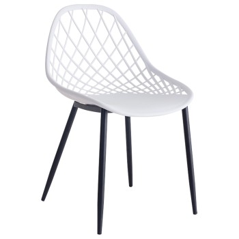CHAIR POLYPROPYLENE FK9524.01 IN WHITE COLOR WITH BLACK METAL LEGS 52x53x82Hcm.