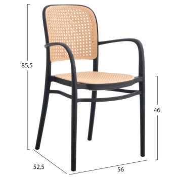 ARMCHAIR POLYPROPYLENE FLOW FK5938.02 BLACK AND BEIGE 55x53x86Hcm. ARMCHAIR POLYPROPYLENE FLOW FK5938.02 BLACK AND BEIGE 55x53x86Hcm.