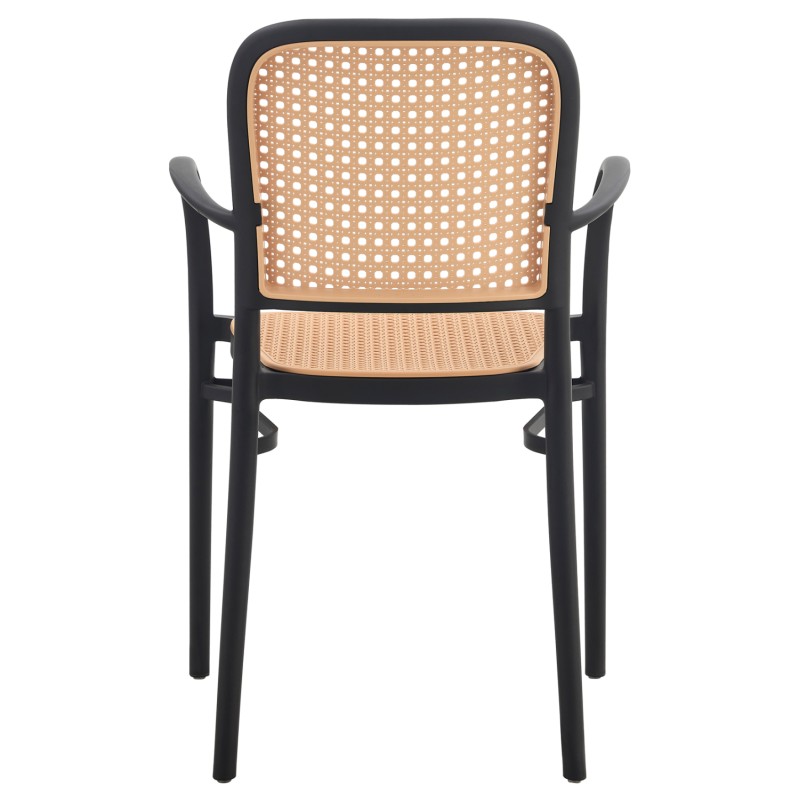 ARMCHAIR POLYPROPYLENE FLOW FK5938.02 BLACK AND BEIGE 55x53x86Hcm. ARMCHAIR POLYPROPYLENE FLOW FK5938.02 BLACK AND BEIGE 55x53x86Hcm.
