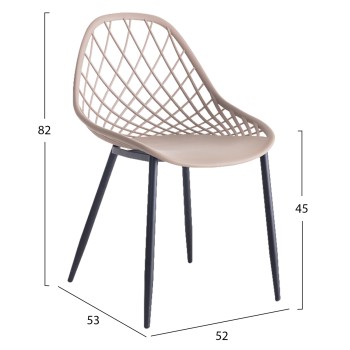 CHAIR POLYPROPYLENE FK9524.03 IN CAPPUCCINO COLOR WITH BLACK METAL LEGS 52x53x82Hcm.