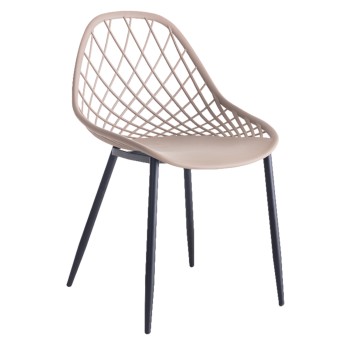 CHAIR POLYPROPYLENE FK9524.03 IN CAPPUCCINO COLOR WITH BLACK METAL LEGS 52x53x82Hcm.