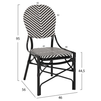CHAIR ALUMINUM FK5927.01 WITH TEXTLINE BLACK-WHITE 46x56x95Hcm. CHAIR ALUMINUM FK5927.01 WITH TEXTLINE BLACK-WHITE 46x56x95Hcm.