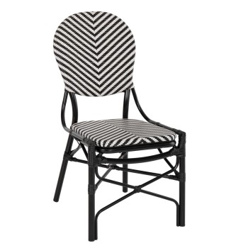 CHAIR ALUMINUM FK5927.01 WITH TEXTLINE BLACK-WHITE 46x56x95Hcm.