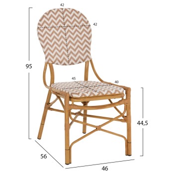CHAIR ALUMINUM FK5927.03 BAMBOO LOOK NATURAL-WHITE 46x56x95Hcm. CHAIR ALUMINUM FK5927.03 BAMBOO LOOK NATURAL-WHITE 46x56x95Hcm.