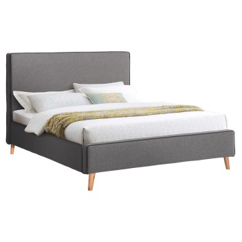 BED INDRA FK662.01 GREY FABRIC & DRAK GREY RAIL FOR MATTRESS 160x200cm.