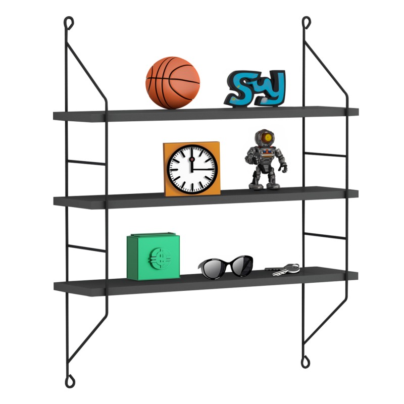 WALL SHELVES ACHALA FK9185.20 MELAMINE IN DARK GREY 60x15x68Hcm. WALL SHELVES ACHALA FK9185.20 MELAMINE IN DARK GREY 60x15x68Hcm.