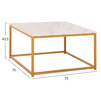 COFFEE TABLE BRAYLEN FK8942.11 MELAMINE WHITE MARBLE LOOK-GOLD BASE 75x75x43Hcm.