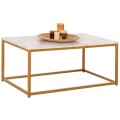 COFFEE TABLE SAFFRON FK8975.11 MELAMINE WHITE MARBLE LOOK-GOLD BASE 95x55x43.5Hcm.