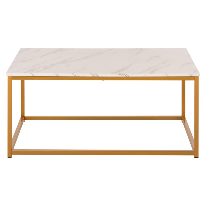 COFFEE TABLE SAFFRON FK8975.11 MELAMINE WHITE MARBLE LOOK-GOLD BASE 95x55x43.5Hcm.