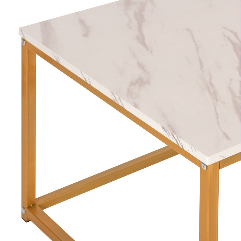 COFFEE TABLE SAFFRON FK8975.11 MELAMINE WHITE MARBLE LOOK-GOLD BASE 95x55x43.5Hcm.