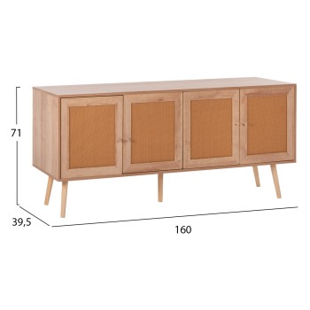BUFFET COLM FK9440.11 MELAMINE WITH SYNTHETIC RATTAN ON 4 DOORS 160x39,5x71Hcm. BUFFET COLM FK9440.11 MELAMINE WITH SYNTHETIC RATTAN ON 4 DOORS 160x39,5x71Hcm.